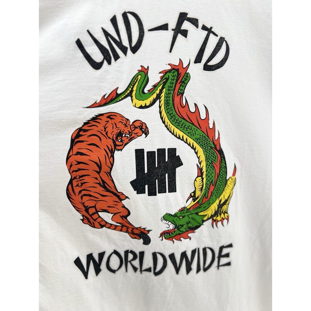 UNDFTD Worldwide Tiger Dragon Graphic Long Sleeve Tee White 2XL Cotton USA